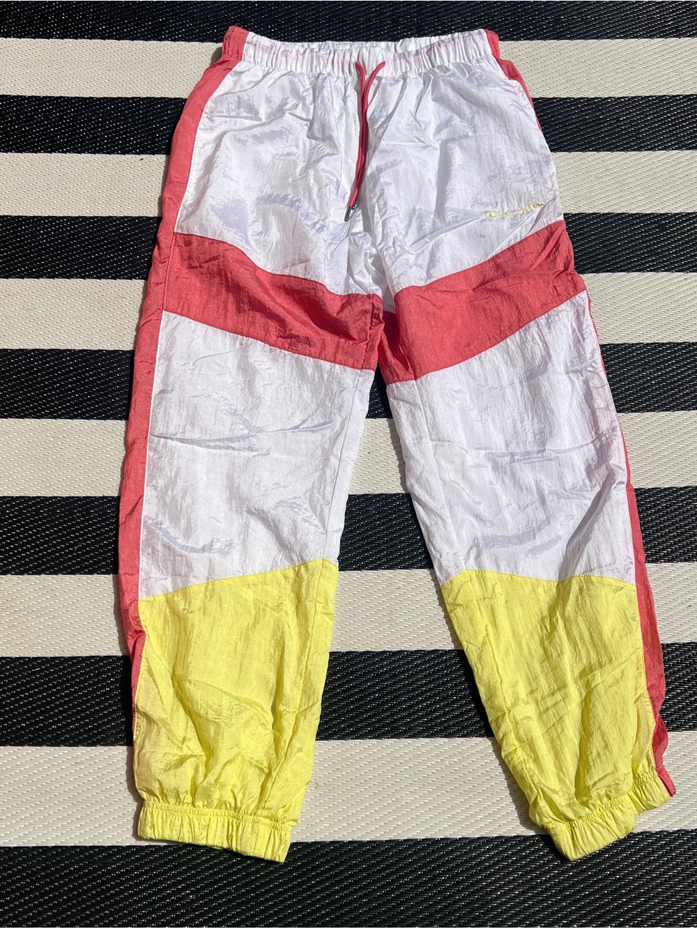 Women’s Champion Colorblock Track Pants - White, Pink & Yellow